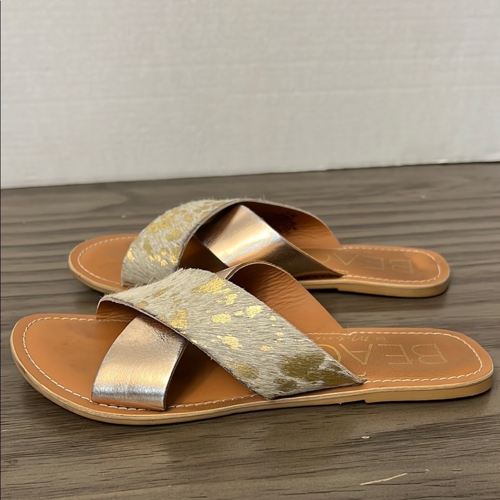 BEACH BY MATISSE LEATHER CRISS CROSS SANDALS 7